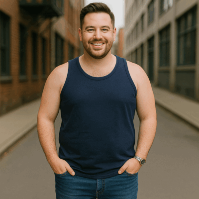 KAM Big Mens Plain Cotton Vest Navy