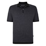 KAM JERSEY WEAVE 1/4 ZIP NECK POLO BLACK KBS5491