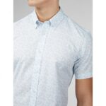 BEN SHERMAN SHORT SLEEVE OPTIC GEO PRINT SHIRT SNOW WHITE