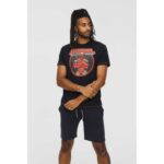 D555 WADE OFFICIAL LICENSED DEADPOOL PRINTED CREW NECK T-SHIRT DARK NAVY