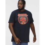D555 WADE OFFICIAL LICENSED DEADPOOL PRINTED CREW NECK T-SHIRT DARK NAVY