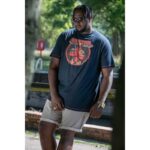 D555 WADE OFFICIAL LICENSED DEADPOOL PRINTED CREW NECK T-SHIRT DARK NAVY