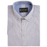 KAM ALL OVER GEO PRINT SHORT SLEEVE SHIRT WHITE / BLUE