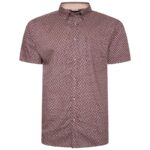 KAM ALL OVER GEO PRINT SHORT SLEEVE SHIRT BURGUNDY