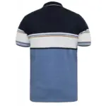 D555 OFFLEY STRIPE JERSEY POLO WITH RIBBED CUFFS NAVY / DENIM MARL