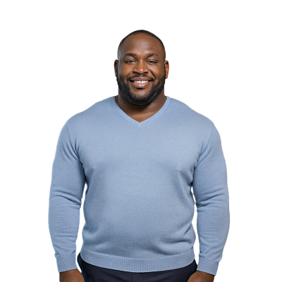 ESPIONAGE V-Neck Knitted Cotton Jumper LIGHT BLUE KW031