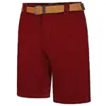 KAM BELTED OXFORD STRETCH CHINO SHORTS BURGUNDY KBS3400