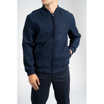 CARABOU PARIS MOCK SUEDE CASUAL JACKET NAVY