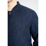 CARABOU PARIS MOCK SUEDE CASUAL JACKET NAVY