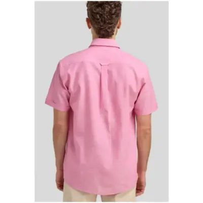 dtls1202 pink linen blend short sleeve shirt 1