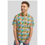 DOUBLE TWO Lifestyle Multi-Coloured Pop Art Short Sleeve Shirt DTLS1215
