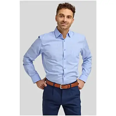 DOUBLE TWO PRINCE OF WALES CHECK LONG SLEEVE SHIRT BLUE