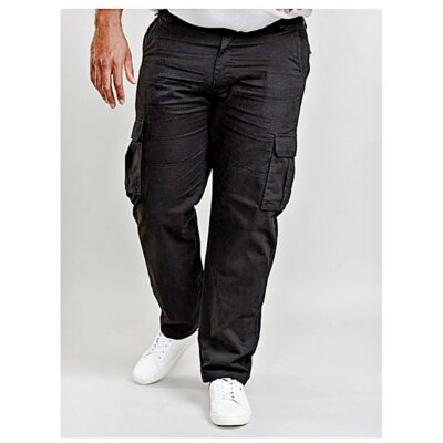D555 ROBERT PEACH WASHED COTTON CARGO TROUSERS BLACK