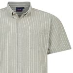 ESPIONAGE WOVEN STRIPE SHORT SLEEVE CASUAL SHIRT SAGE / ECRU