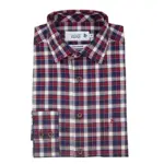 DOUBLE TWO LIFESTYLE LONG SLEEVE CHECK CASUAL SHIRT RED AND NAVY PLAID