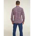 DOUBLE TWO LIFESTYLE LONG SLEEVE CHECK CASUAL SHIRT RED AND NAVY PLAID