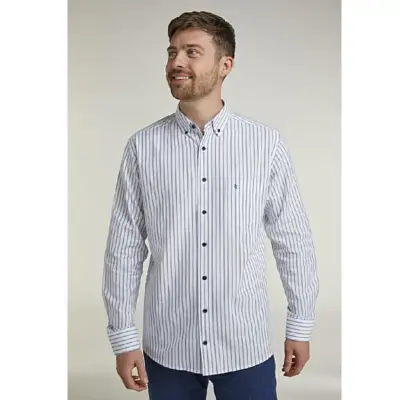 DOUBLE TWO LIFESTYLE BLUE STRIPED LONG SLEEVE CASUAL SHIRT