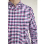 DOUBLE TWO LIFESTYLE LONG SLEEVE CHECK CASUAL SHIRT PLUM