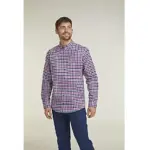 DOUBLE TWO LIFESTYLE LONG SLEEVE CHECK CASUAL SHIRT PLUM