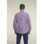 DOUBLE TWO LIFESTYLE LONG SLEEVE CHECK CASUAL SHIRT PLUM