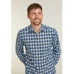 DOUBLE TWO LIFESTYLE LONG SLEEVE CHECK CASUAL SHIRT BLUE