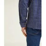 DOUBLE TWO LIFESTYLE NAVY TWILL LONG SLEEVE WINDOWPANE CHECK CASUAL SHIRT