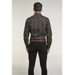 DOUBLE TWO BLACK AND BRONZE FLORAL PRINT LONG SLEEVE COTTON SHIRT