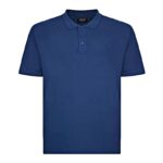 ESPIONAGE Natural Cotton Plain Pique Polo Shirt Navy PO74