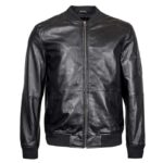 REPLIKA JEANS MENS BLACK REAL LEATHER BOMBER