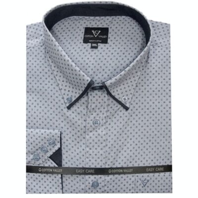 COTTON VALLEY GEOMETRIC PRINT LONG SLEEVE SHIRT BLACK/WHITE