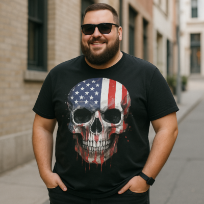 KAM USA GHOST SKULL PRINT TEE