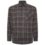 KAM Long Sleeve Flannel Check Shirt CHARCOAL P041