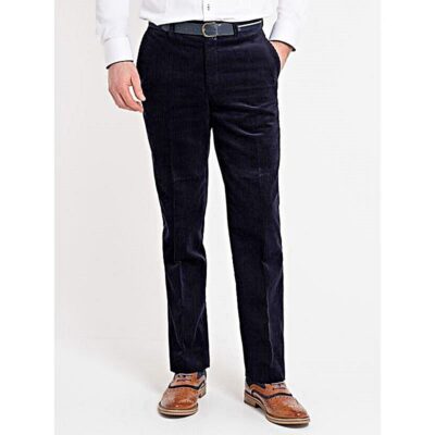DOUGLAS AND GRAHAME San Remo Stretch Cord Trousers with belt NAVY