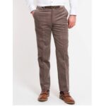 DOUGLAS AND GRAHAME San Remo Stretch Cord Trousers with Belt BROWN