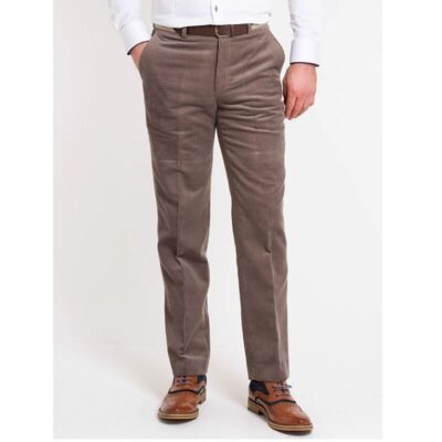 DOUGLAS AND GRAHAME San Remo Stretch Cord Trousers with Belt BROWN