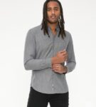 D555 RADCLIFFE LONG SLEEVE CROSS HATCH SOFT TOUCH SLUB SHIRT