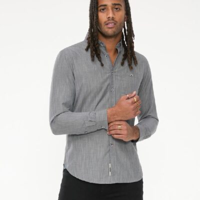 D555 RADCLIFFE LONG SLEEVE CROSS HATCH SOFT TOUCH SLUB SHIRT
