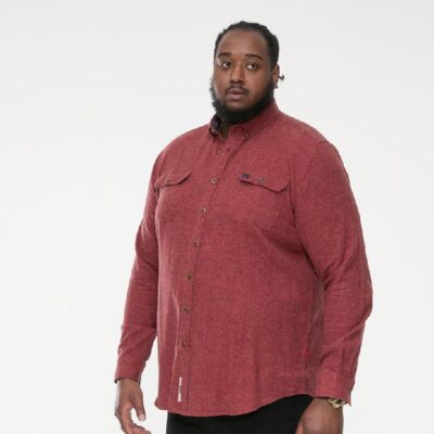 D555 TOBIAS LONG SLEEVE TEXTURED OVERSHIRT WITH TWIN CHEST POCKETS RUST