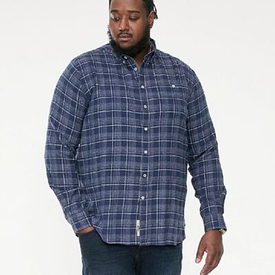D555 SONNY LONG SLEEVE COTTON CHECK SHIRT NAVY