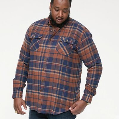 D555 SHERLOCK Long Sleeve Check Over Shirt with Twin Pockets