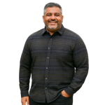 DG'S DRIFTER LONG SLEEVE CHECKED BRUSHED SHIRT GIOVANNI CHARCOAL