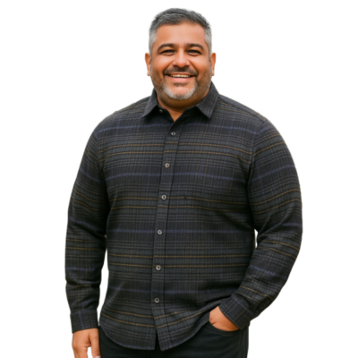 DG'S DRIFTER LONG SLEEVE CHECKED BRUSHED SHIRT GIOVANNI CHARCOAL