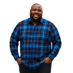 DG'S DRIFTER LONG SLEEVE CHECKED BRUSHED SHIRT GIOVANNI NAVY