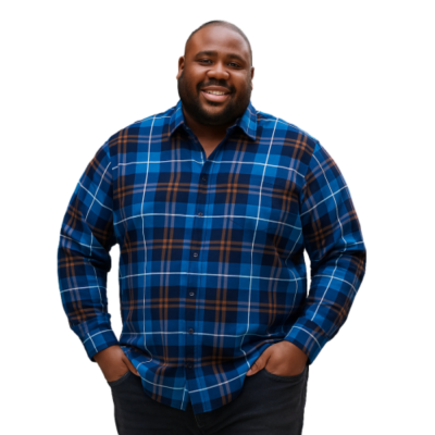 DG'S DRIFTER LONG SLEEVE CHECKED BRUSHED SHIRT GIOVANNI NAVY