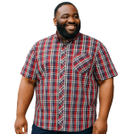 ESPIONAGE BIG MENS SHORT SLEEVE CHECK SHIRT SH422 RED