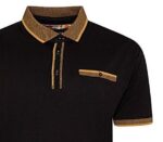 KAM JERSEY POLO WITH JACQUARD COLLAR AND CUFFS BLACK KBS5499