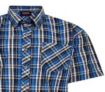 ESPIONAGE BIG MENS SHORT SLEEVE CHECK SHIRT SH422 BLUE