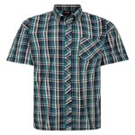 ESPIONAGE BIG MENS SHORT SLEEVE CHECK SHIRT SH422 GREEN