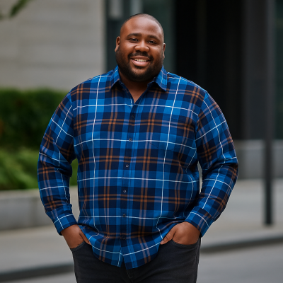 DG'S DRIFTER LONG SLEEVE CHECKED BRUSHED SHIRT GIOVANNI NAVY