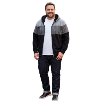 KAM Big Mans Marl Stripe Hoody BLACK